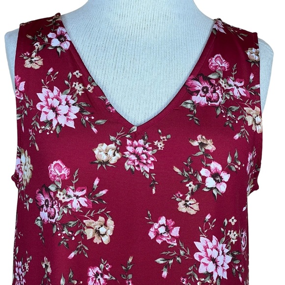Stitch Fix Women’s Ampton Back Detail Sleeveless Burgundy Floral Knit Top M NWT - Picture 3 of 13